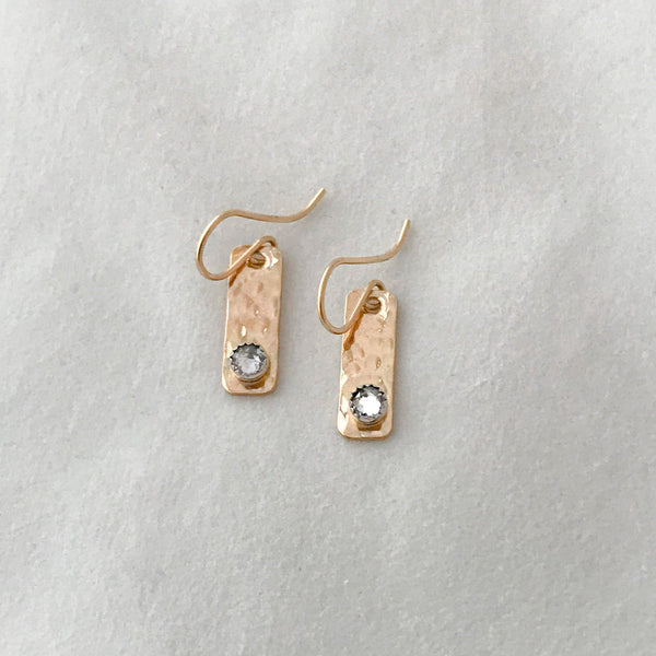 Mini rectangle Birthstone Earrings