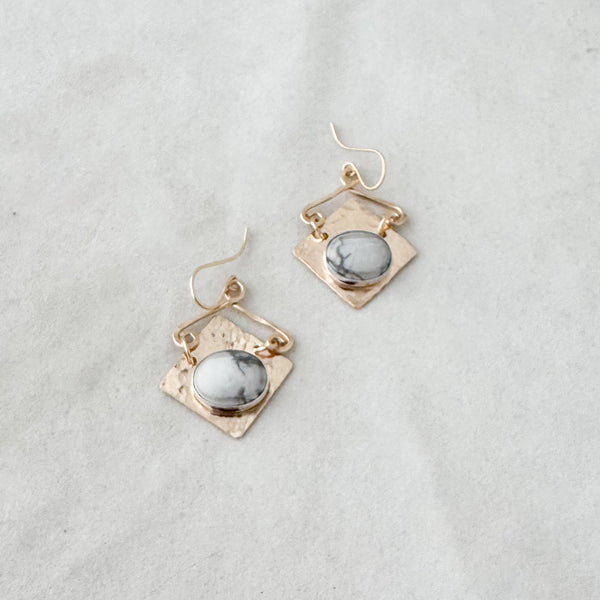 New white howlite earrings