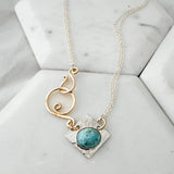 Turquoise diamond shaped with side clasp necklace