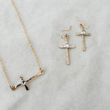 Sideways birthstone cross