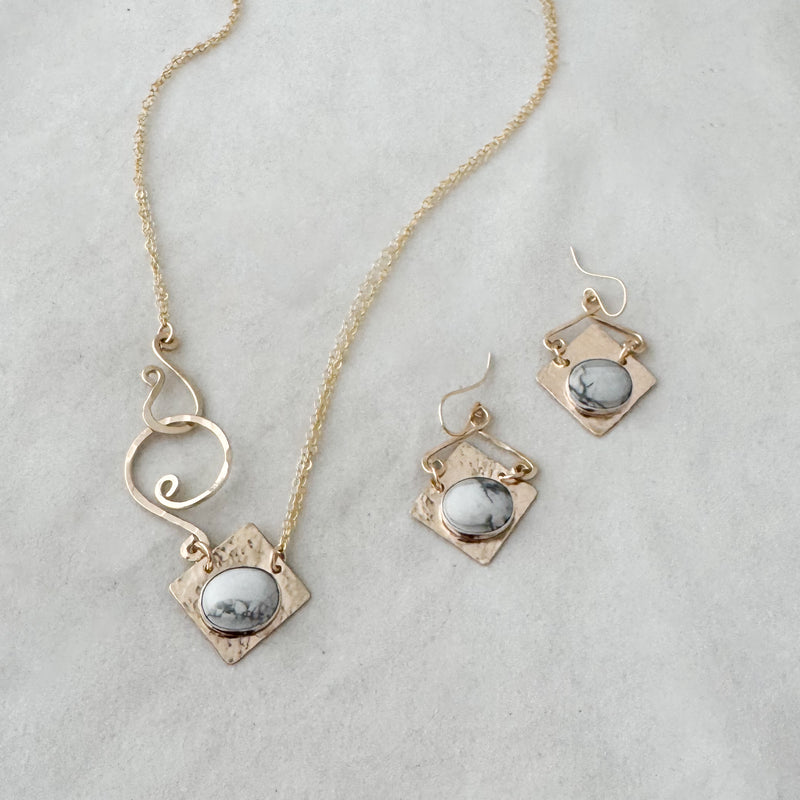 New white howlite earrings