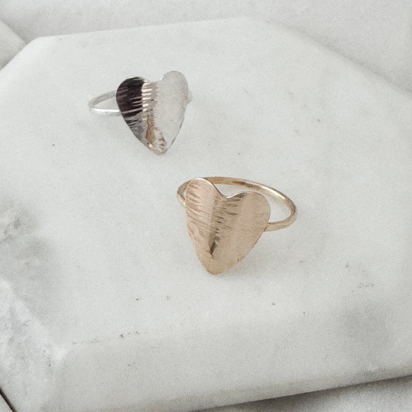 Double texture heart ring