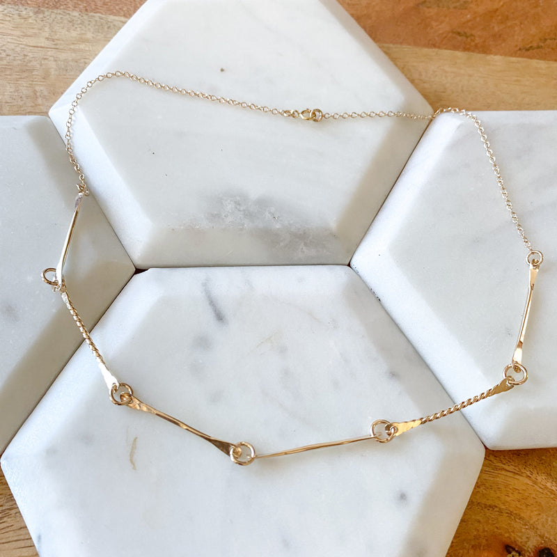 Double textured bar necklace by