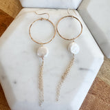Hoop, Pearl, tassel earrings