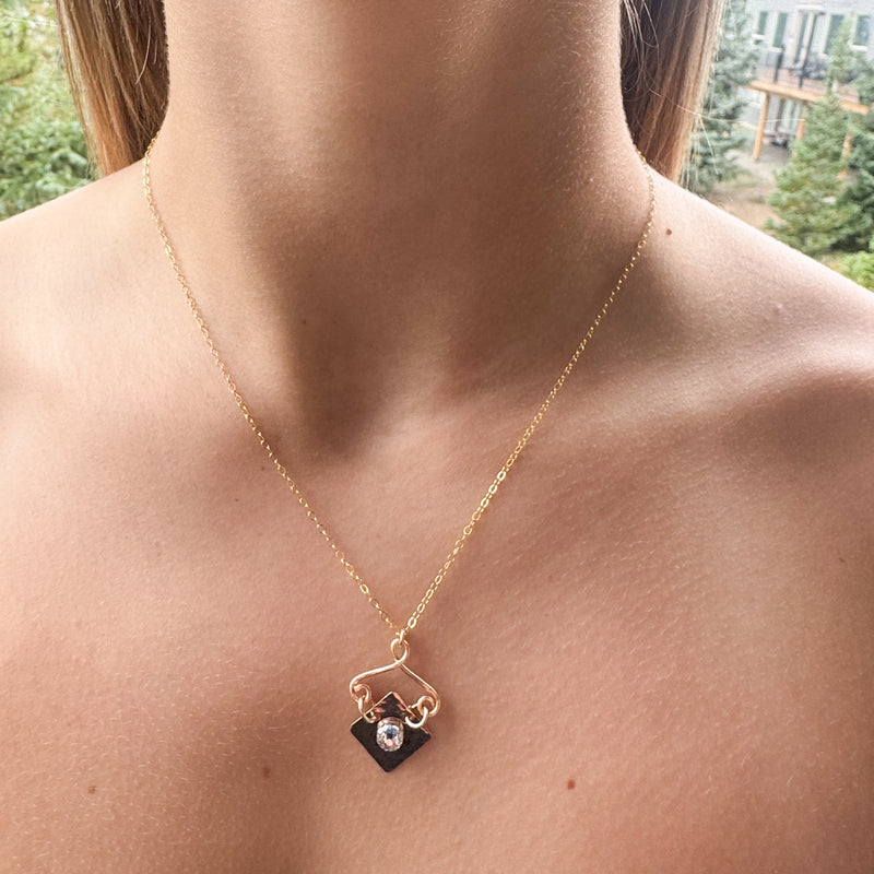 Birthstone diamond shaped necklace