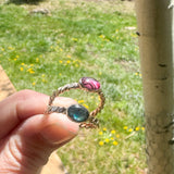 Blue oval ring with twisted band