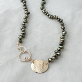 Freshwater, pearl and oval side clasp necklace
