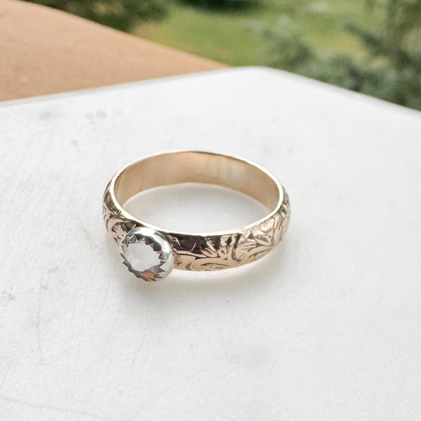 Fancy band birthstone ring