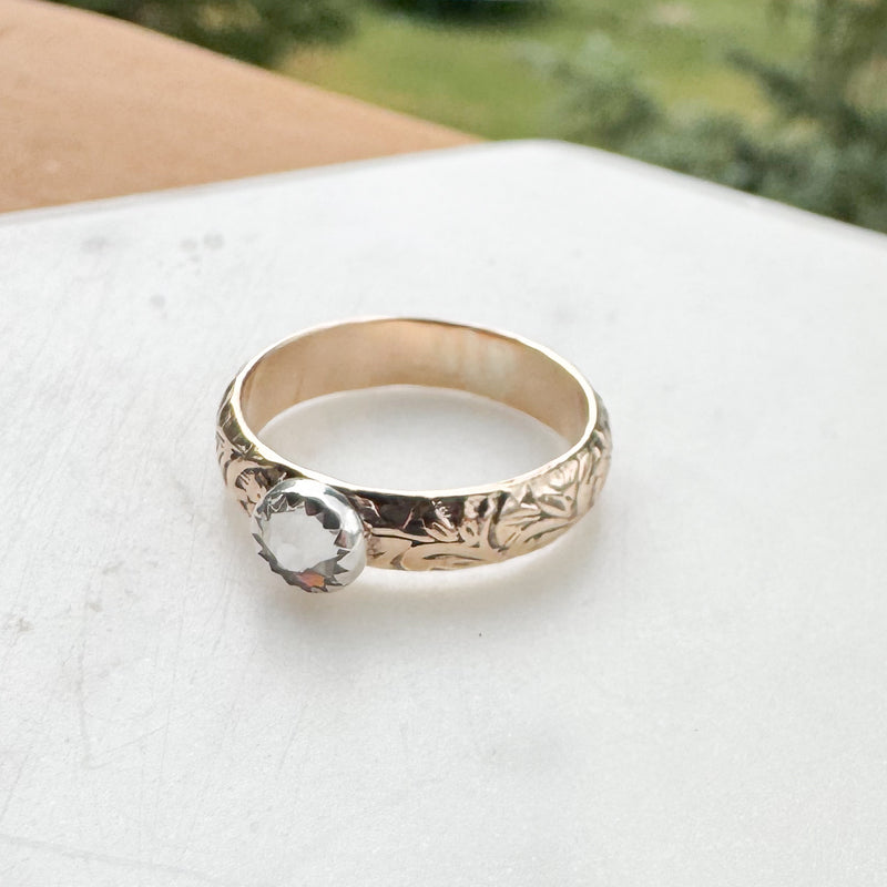 Fancy band birthstone ring