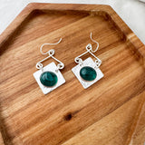 New emerald green Diamond shaped earrings