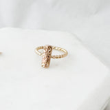 Twisted floral vertical ring