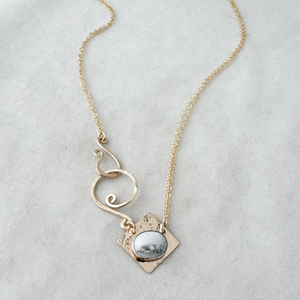 White Howlite Side clasp necklace