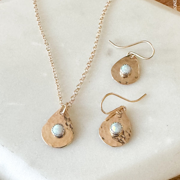 Dainty opal teardrop necklace