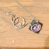 Amethyst diamond shaped with side clasp necklace