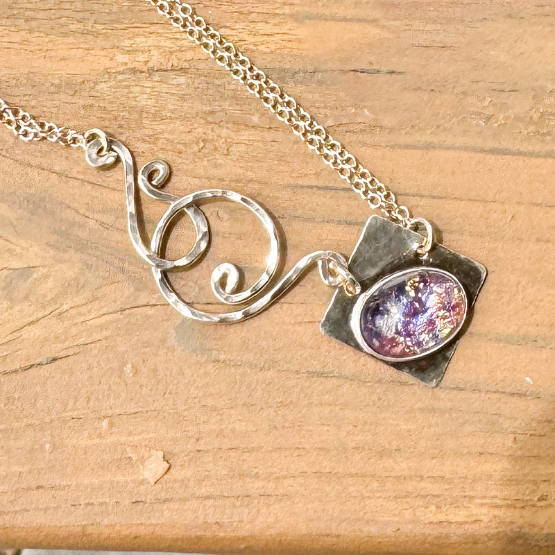 Amethyst diamond shaped with side clasp necklace
