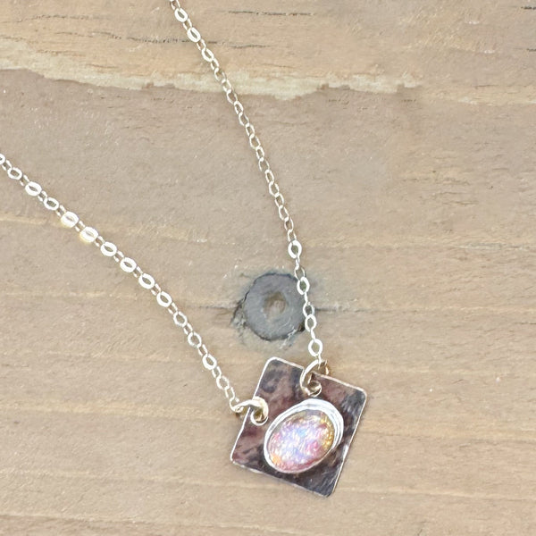 Mini fire Opal necklace