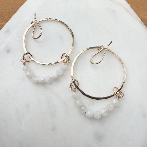 Moonstone dangle hoops