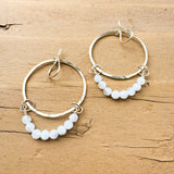Moonstone dangle hoops