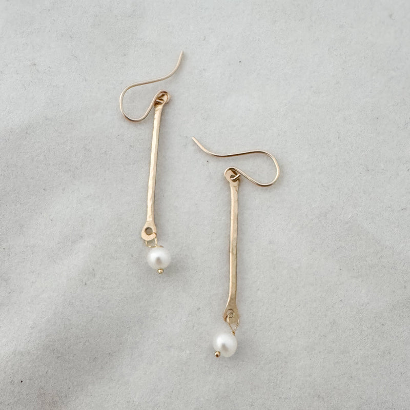 Bar and pearl earrings