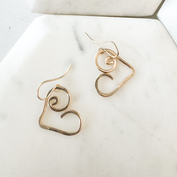 Small wire heart earrings