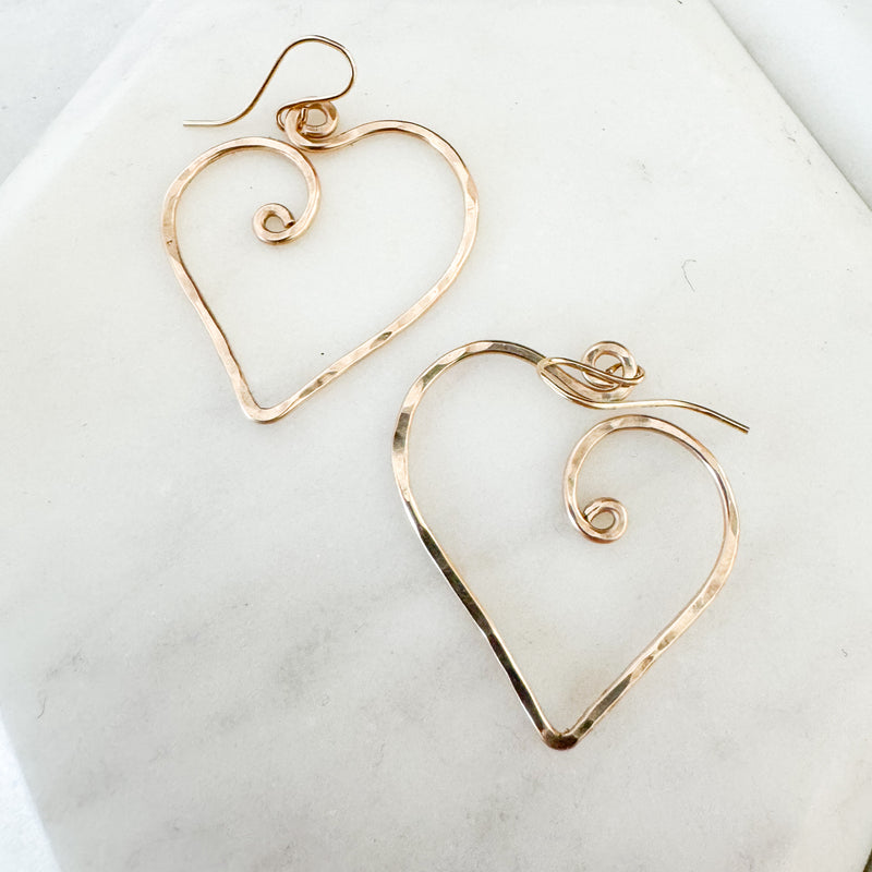 Large wire heart earrings