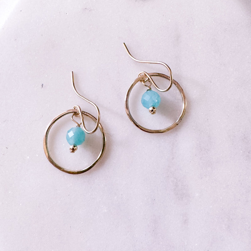 Hoop and aqua earrings