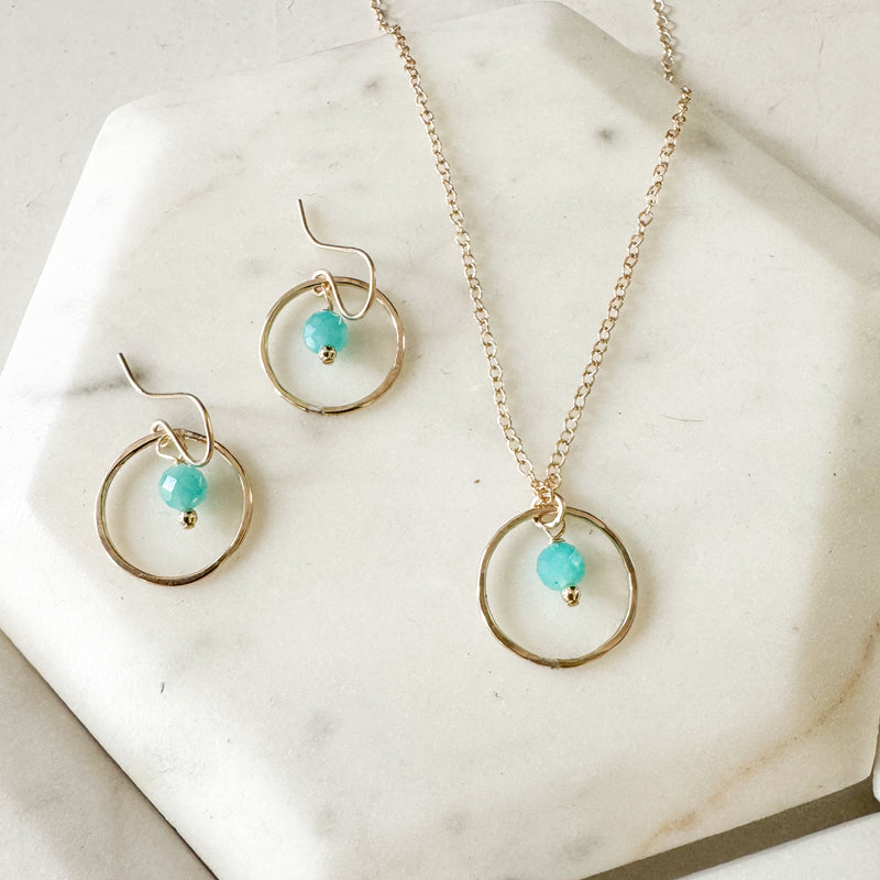 Hoop and aqua earrings