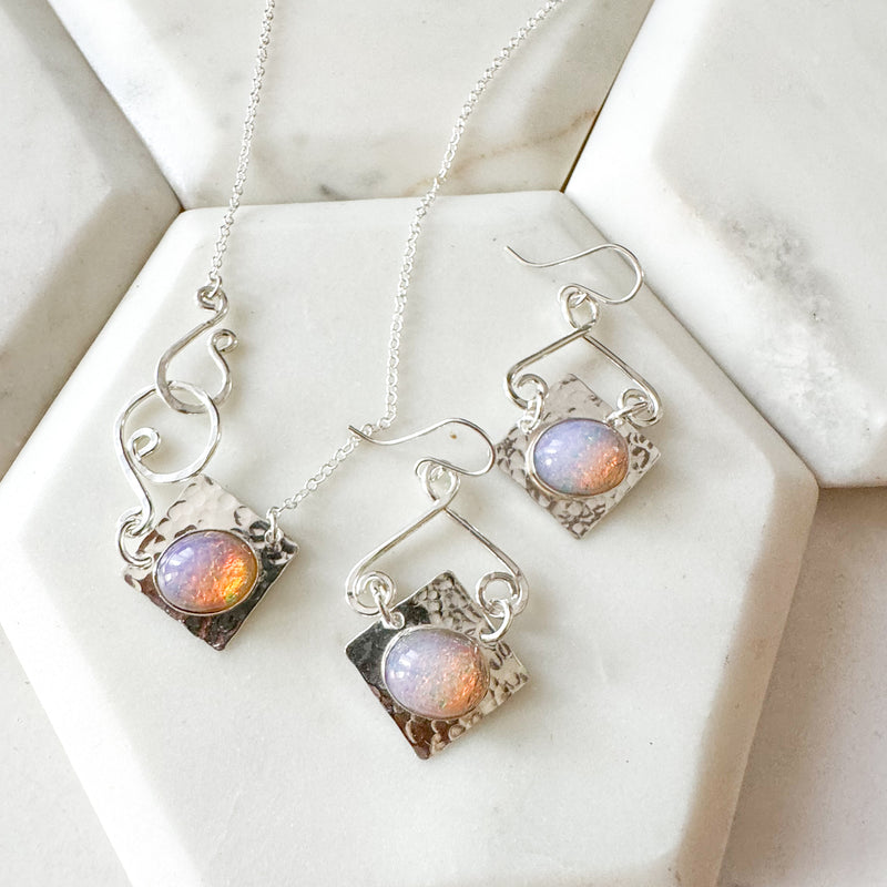 Pink opal earrings