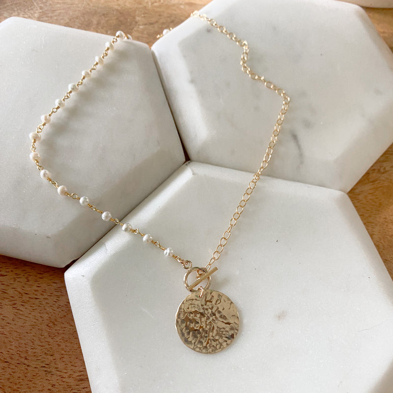 Coin and pearl necklace