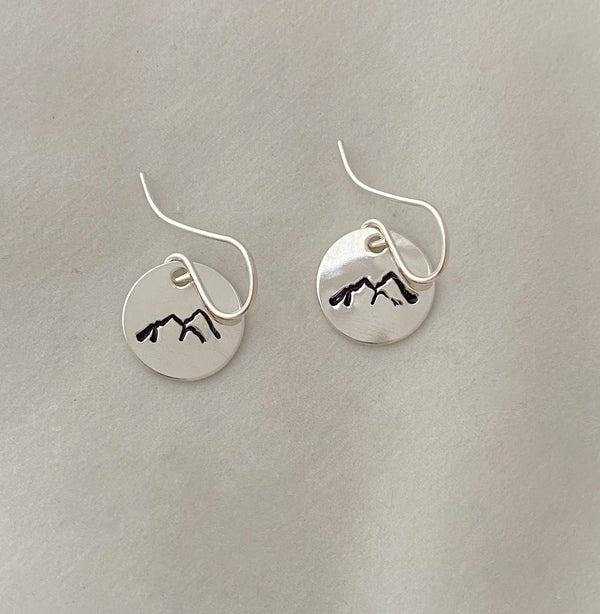 Hand Stamped Mountain earrings