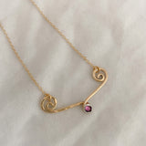 Open Heart Birthstone Necklace