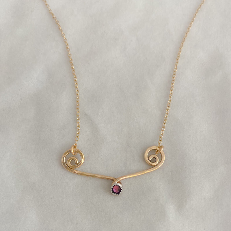 Open Heart Birthstone Necklace