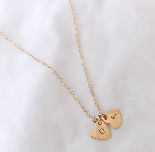 Mini heart initial necklace