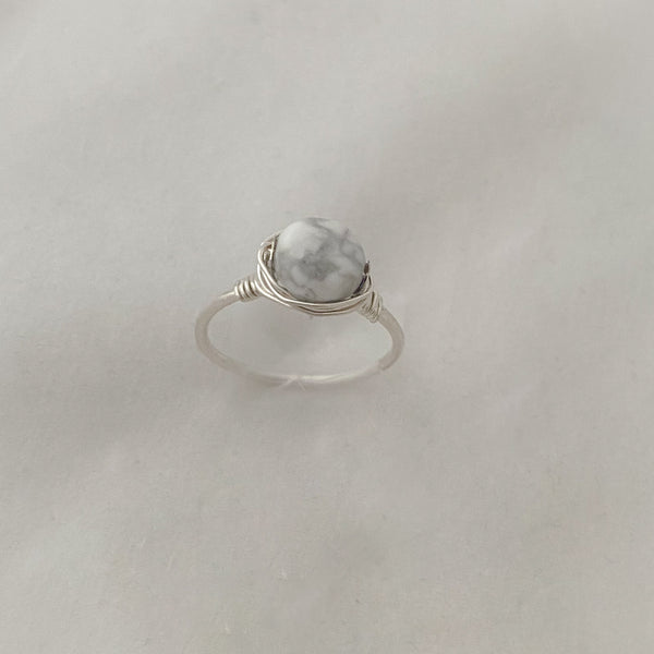 White Howlite Ring