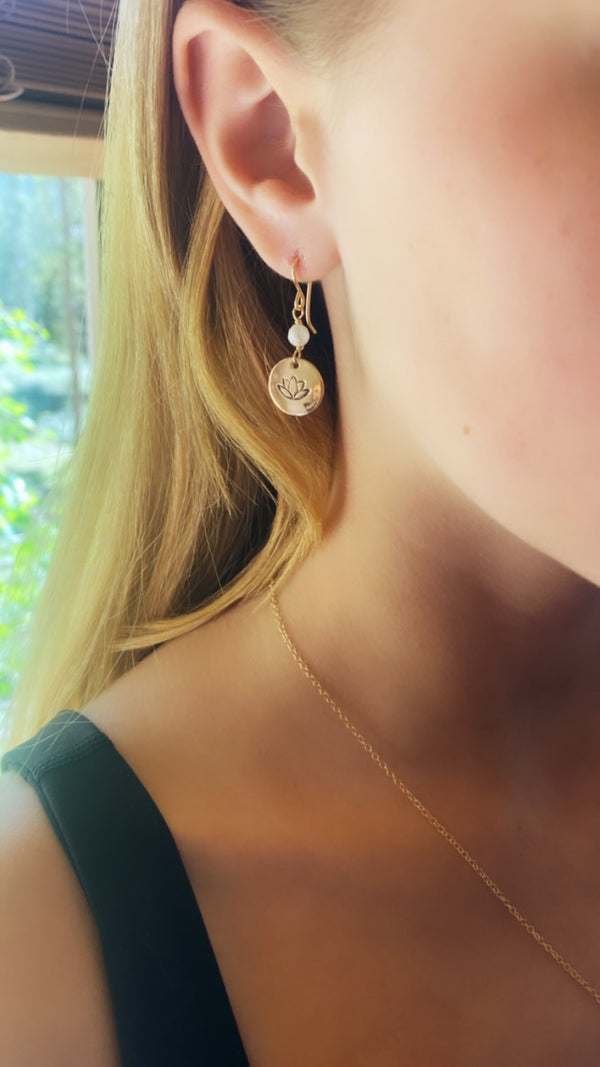 Moonstone and Lotus Earrings