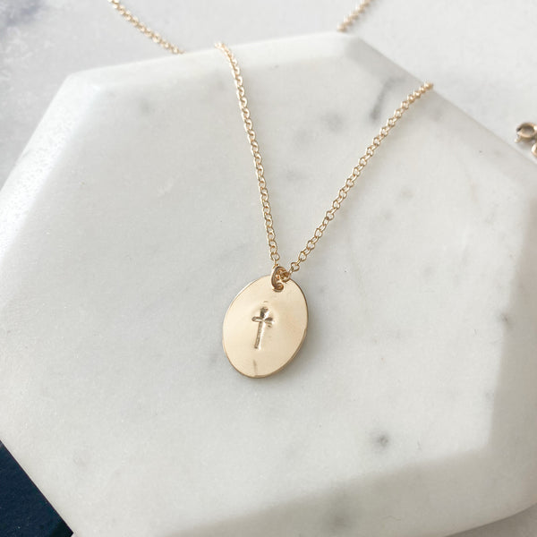 Oval hand-stamped necklace
