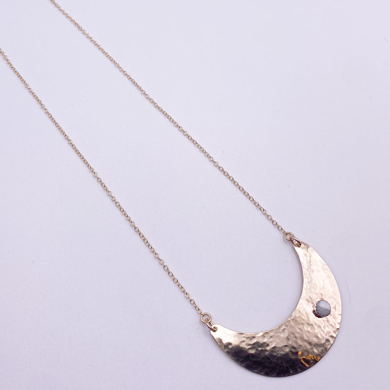 Long crescent with howlite Necklace